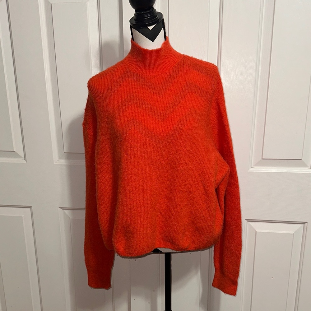 & Other Stories Vibrant Orange Mock Neck Sweater